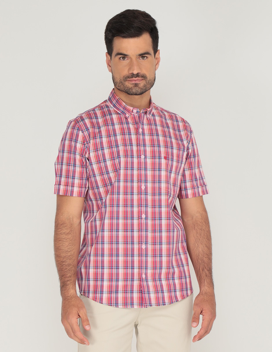 Camisa casual de algodón manga corta para hombre