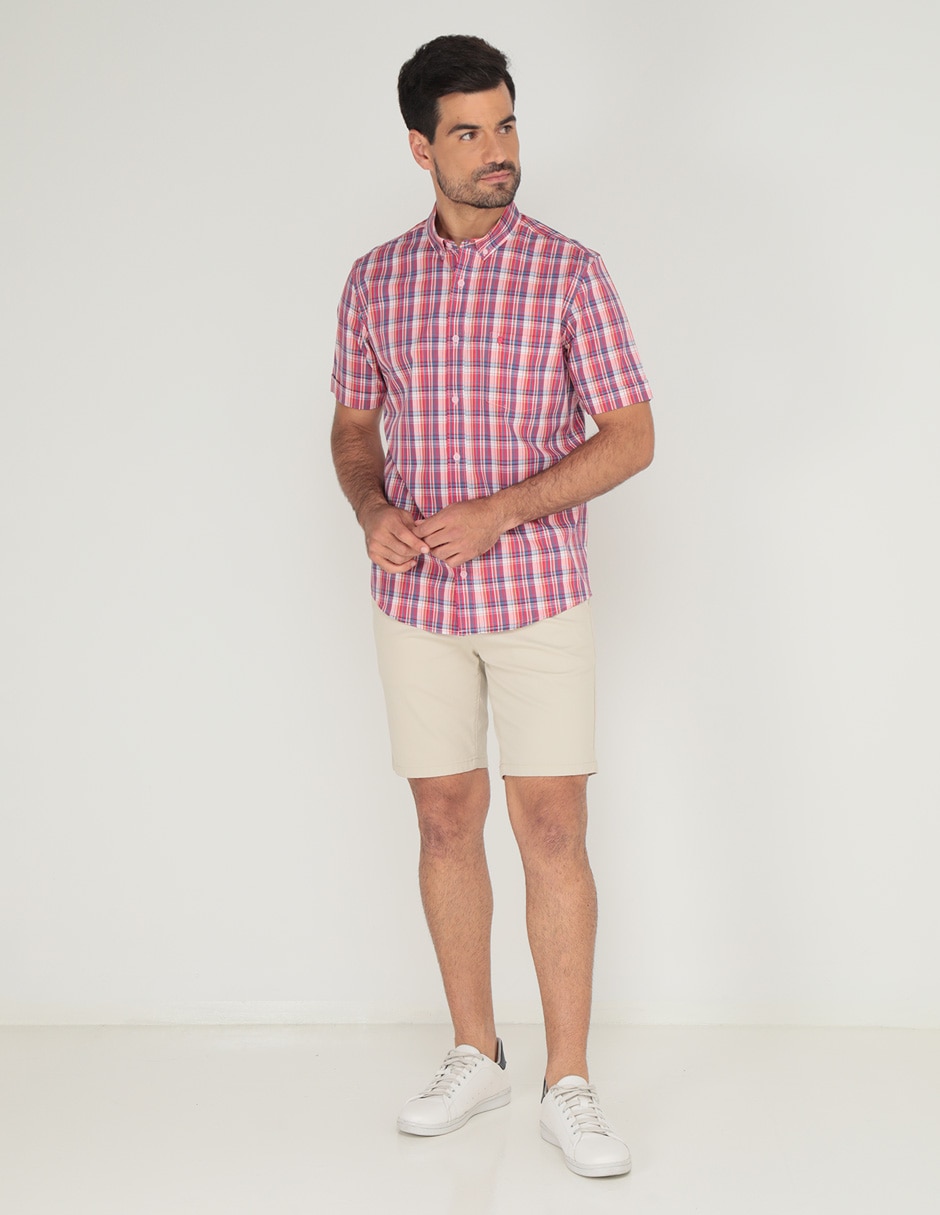 Camisa casual de algodón manga corta para hombre