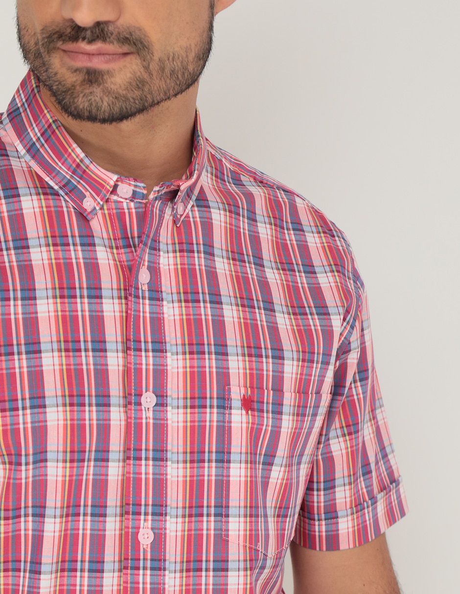 Camisa casual de algodón manga corta para hombre