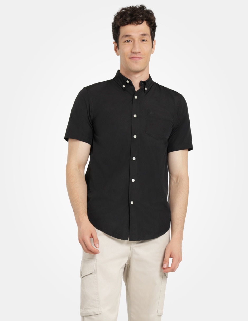 Camisa de vestir de algodón manga corta para hombre