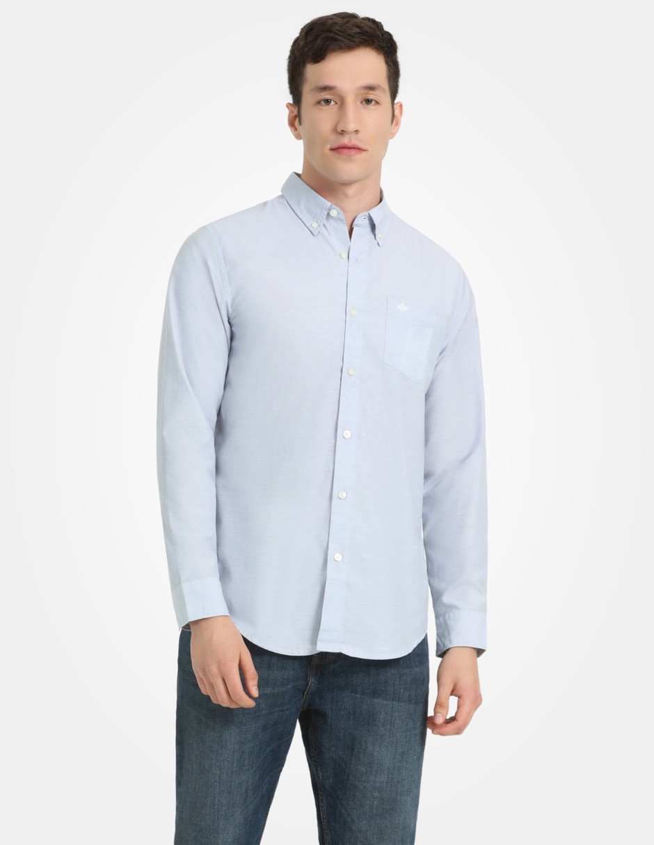 Camisa formal de algodón manga larga para hombre