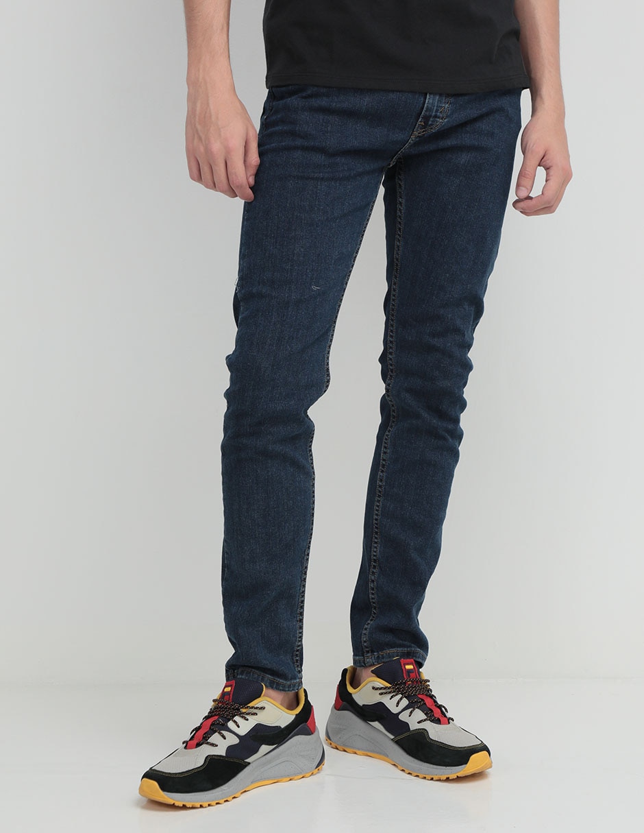 Jeans skinny lavado obscuro para hombre 1