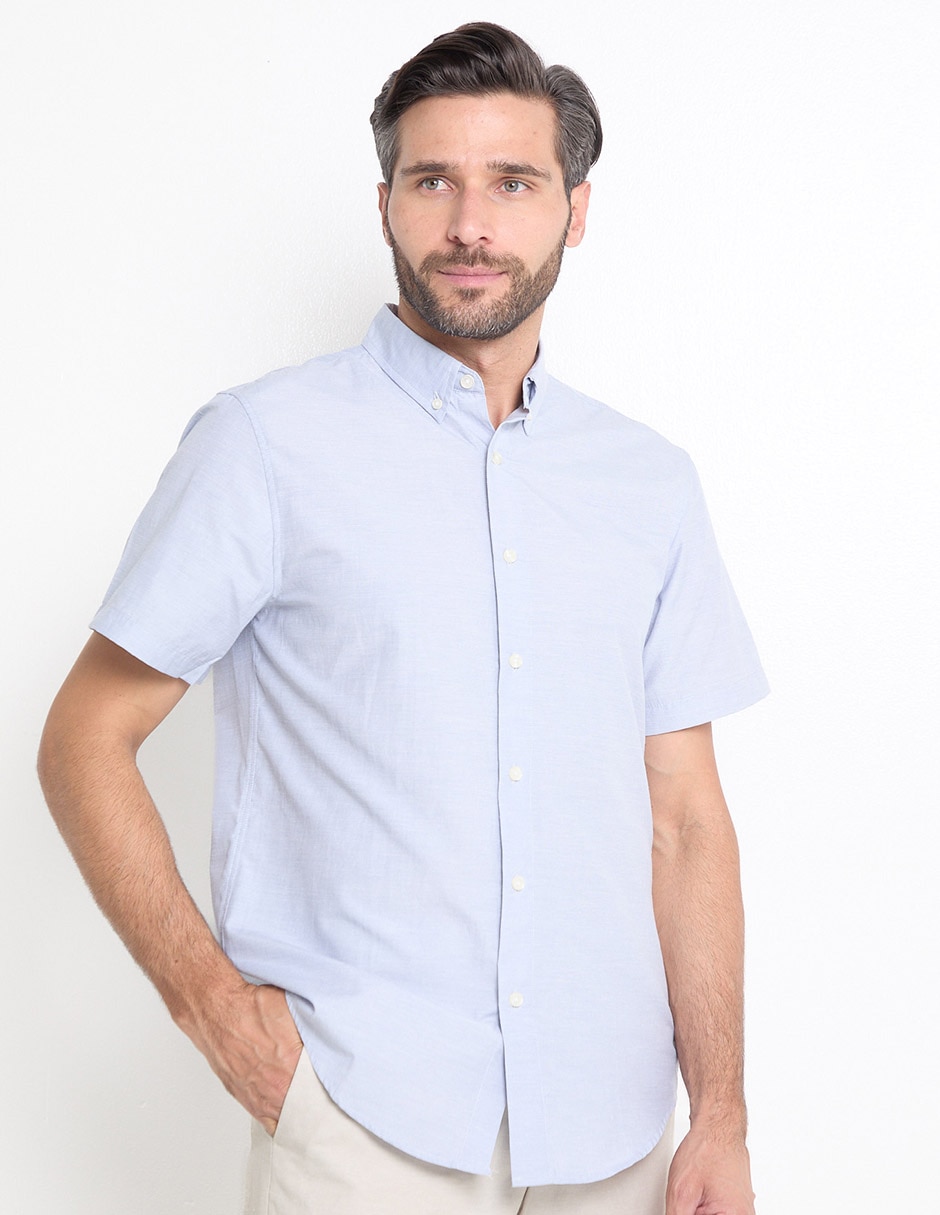 Camisa casual de algodón manga corta para hombre
