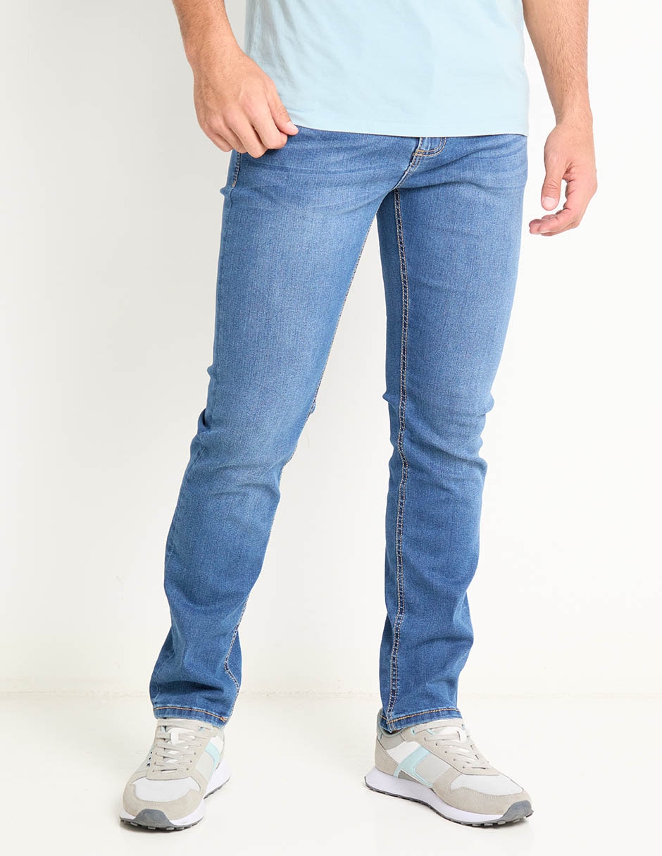 Jeans slim lavado whisker para hombre 1