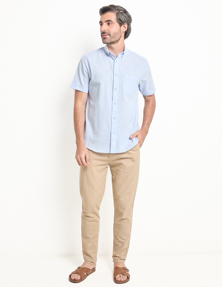 Camisa casual de algodón manga corta para hombre
