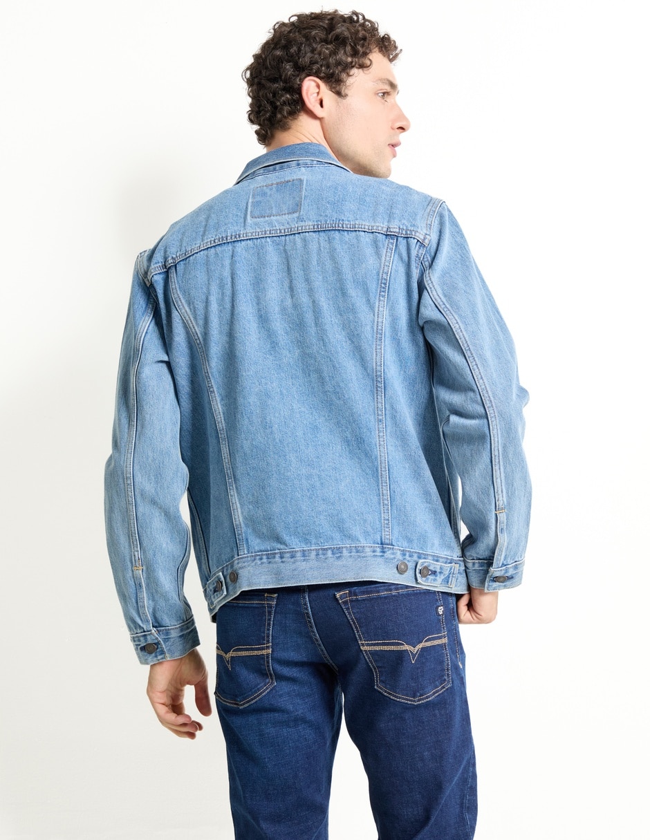 Chamarra casual de mezclilla con bolsillos para hombre