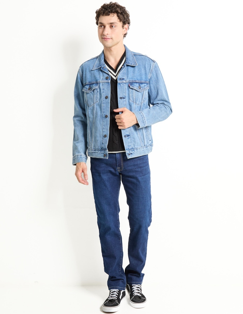 Chamarra casual de mezclilla con bolsillos para hombre