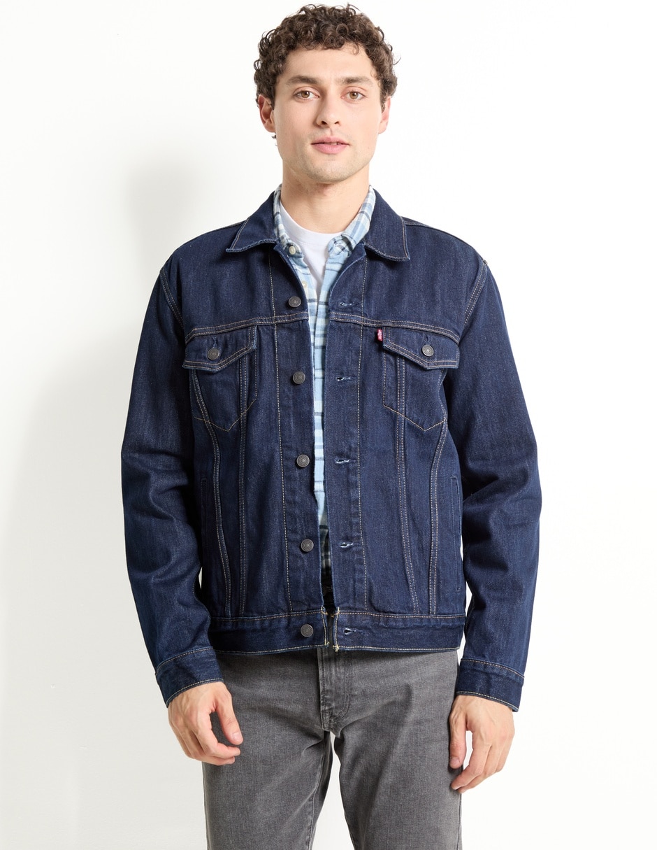 Chamarra denim de mezclilla con bolsillos para hombre