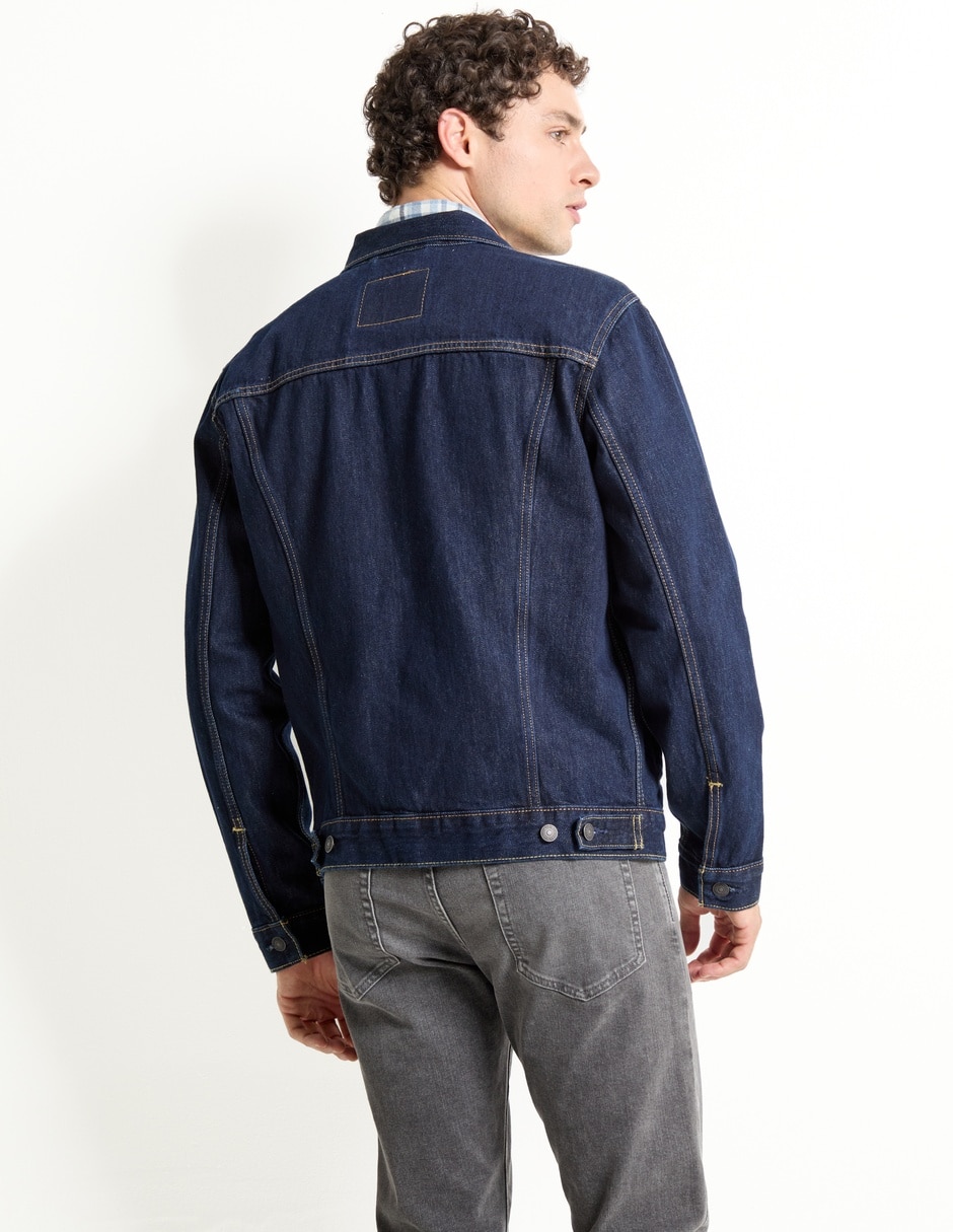 Chamarra denim de mezclilla con bolsillos para hombre