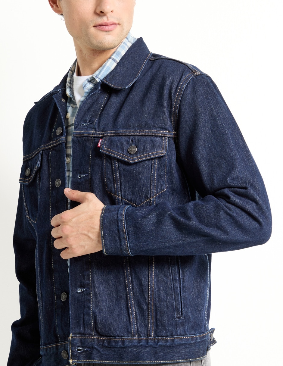 Chamarra denim de mezclilla con bolsillos para hombre