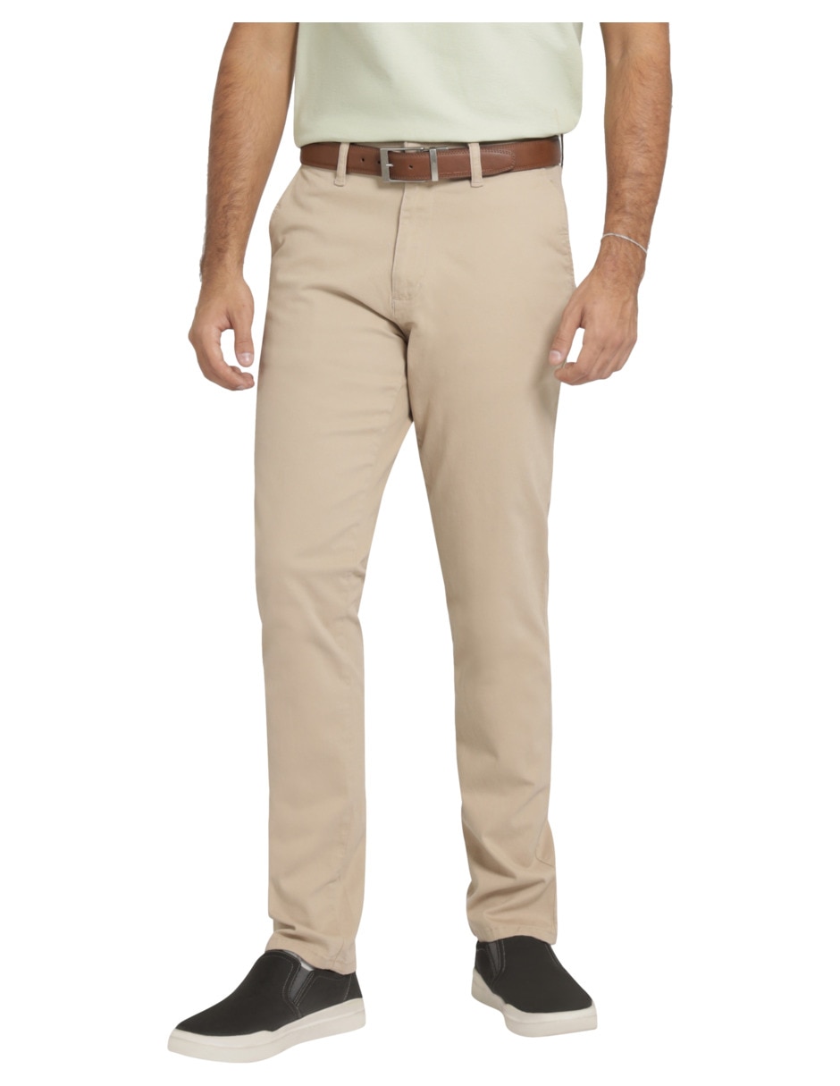 Pantalón chino regular de gabardina para hombre
