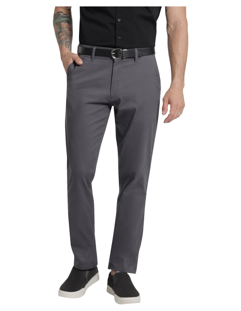 Pantalón casual chino slim de gabardina para hombre