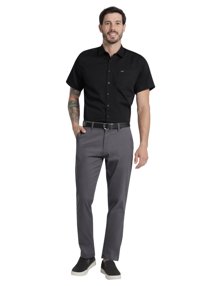 Pantalón casual chino slim de gabardina para hombre 3