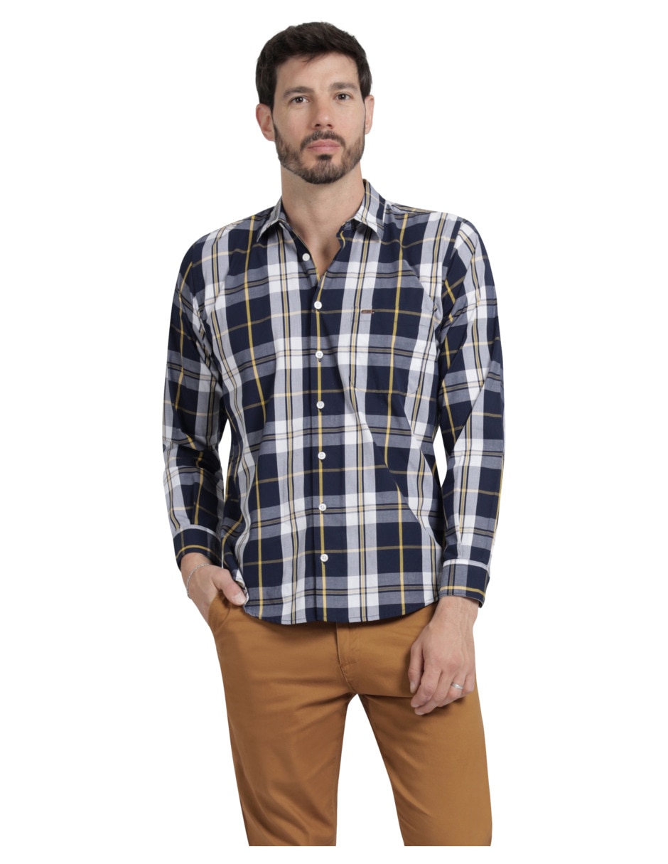 Camisa casual de algodón manga larga para hombre Camisa casual de algodón manga larga para hombre