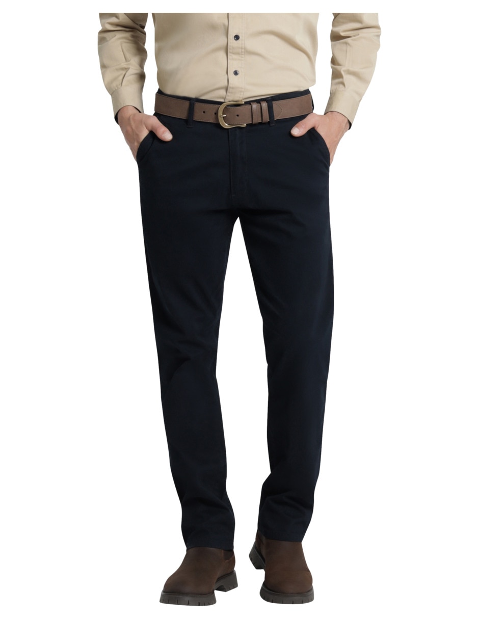 Pantalón casual chino slim de gabardina para hombre