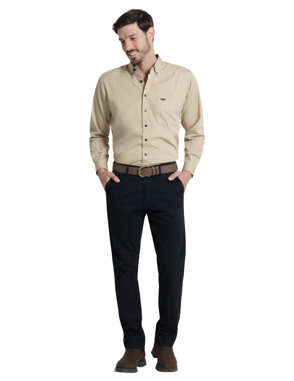 Pantalón casual chino slim de gabardina para hombre 3