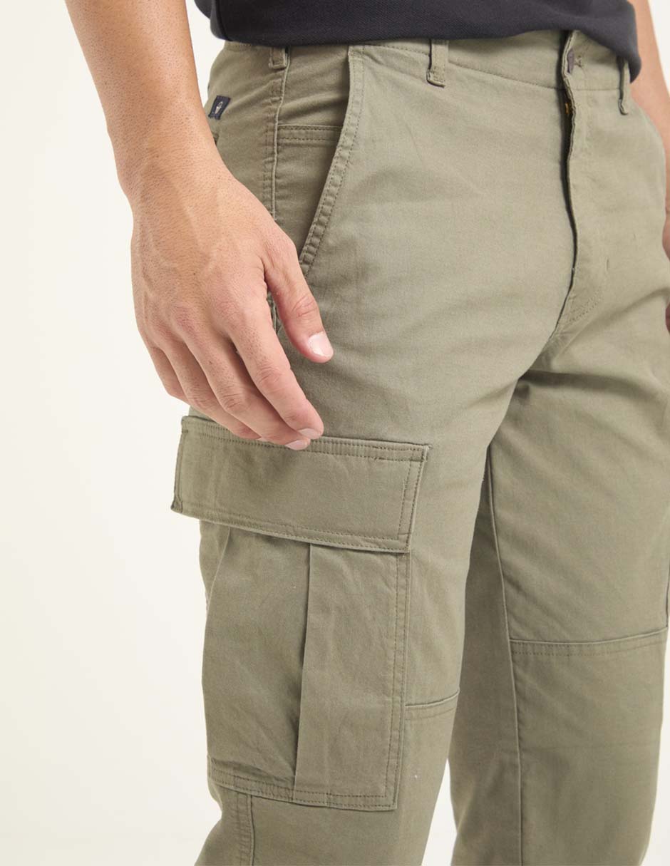 Pantalón casual cargo straight de algodón y elastano para hombre 4
