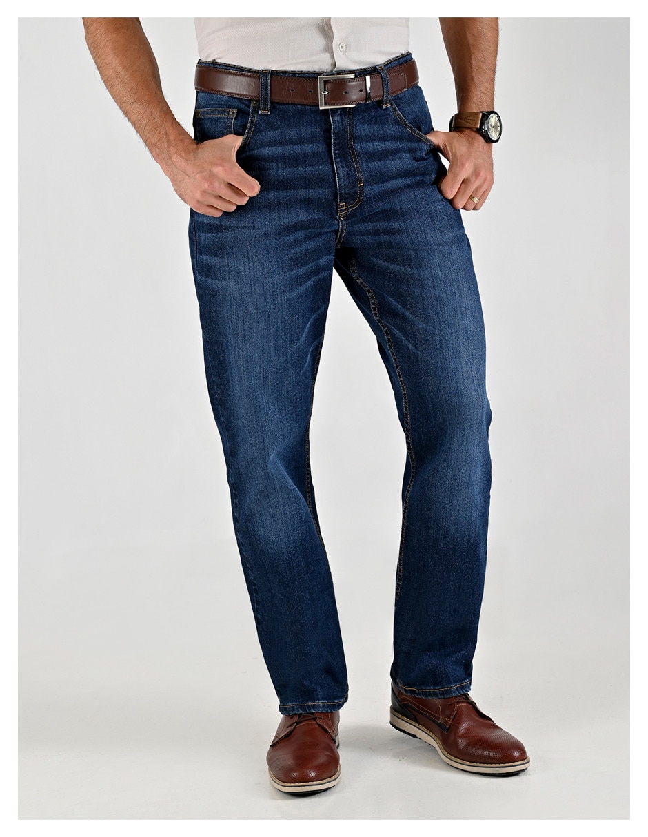 Jeans straight lavado obscuro para hombre