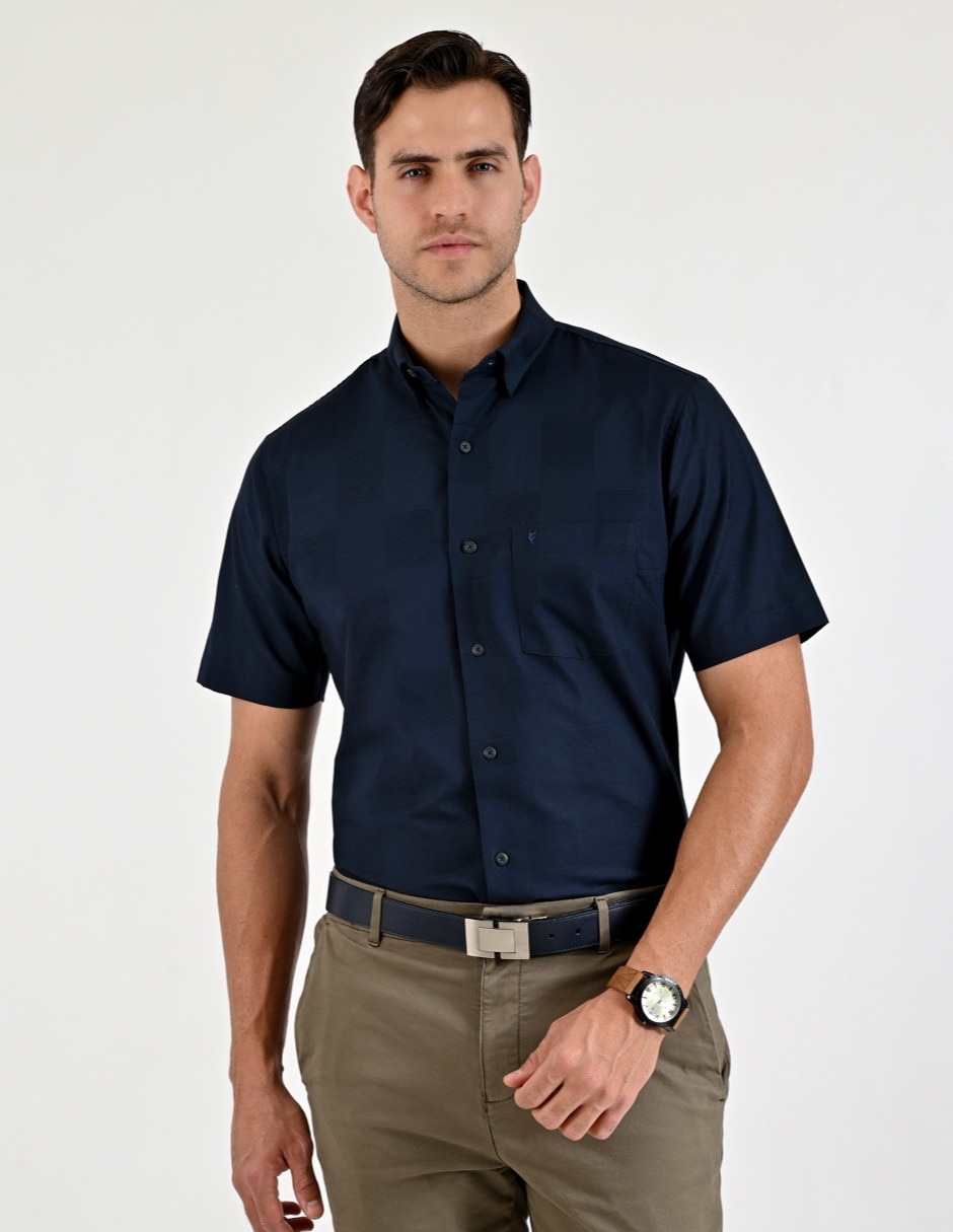 Camisa casual Yale de algodón manga corta para hombre