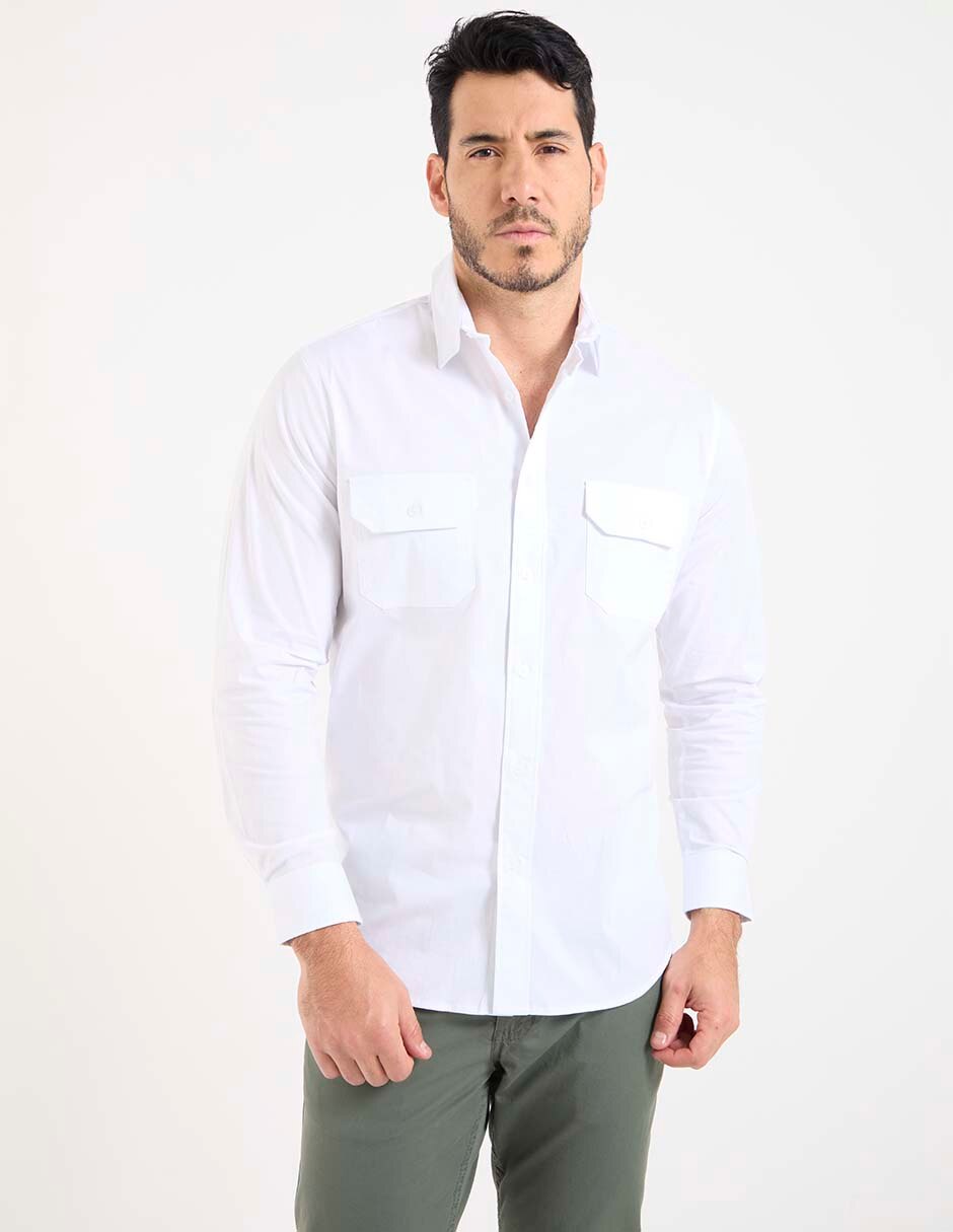 Camisa business casual de algodón manga larga para hombre