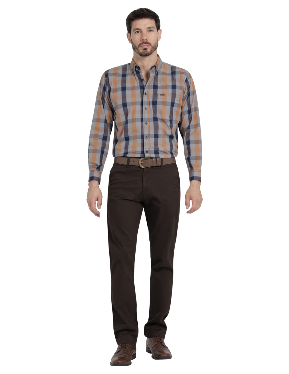 Pantalón casual chino recto de gabardina para hombre 3