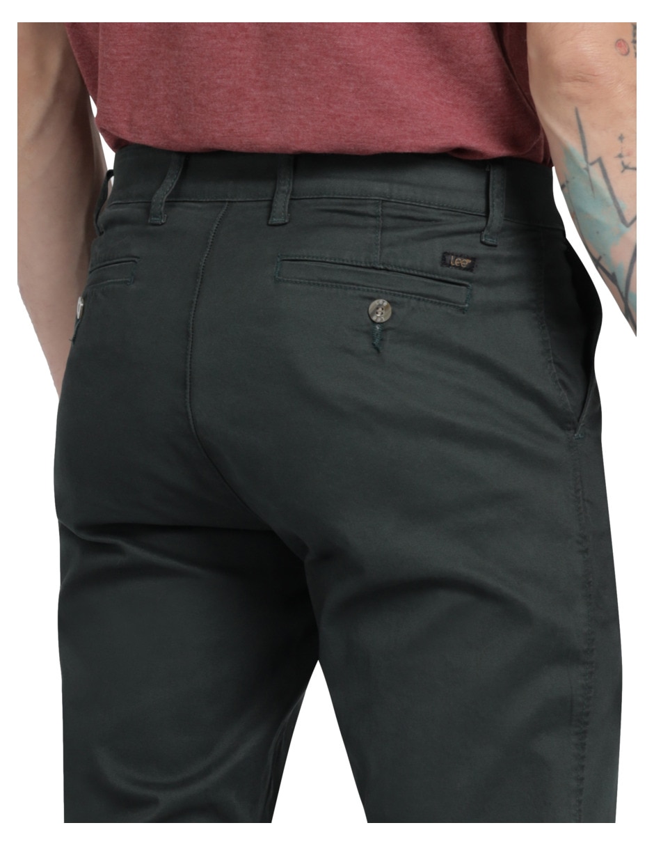 Pantalón casual chino recto de gabardina para hombre 4