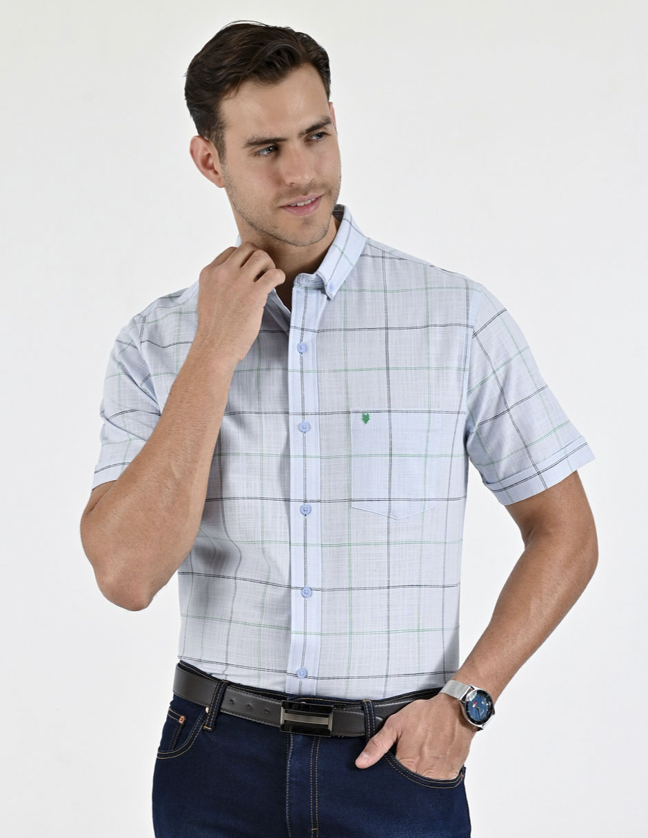 Camisa casual Yale de algodón manga corta para hombre
