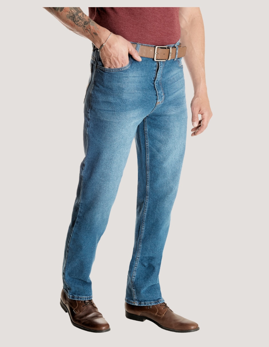 Jeans straight deslavado para hombre 5