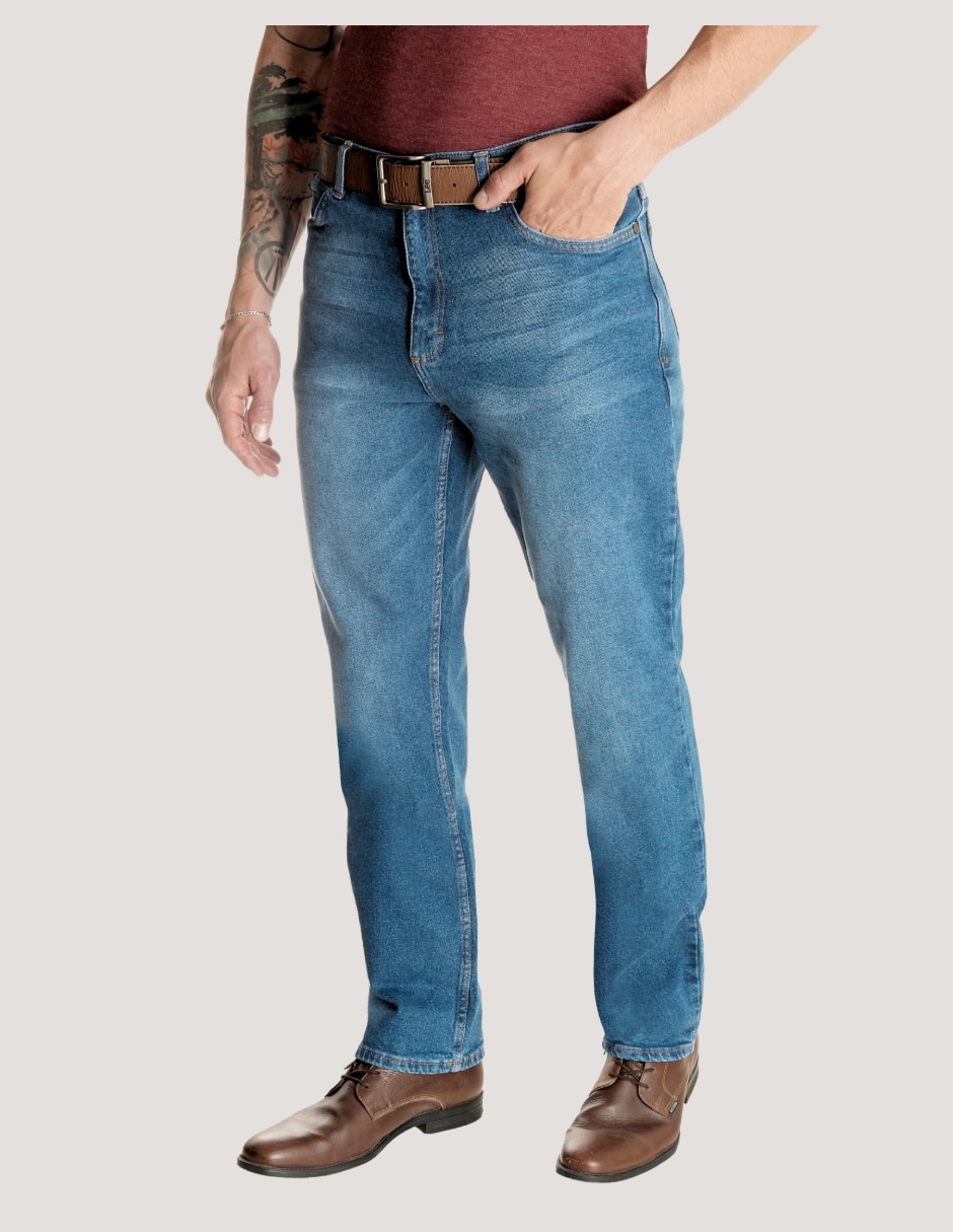 Jeans straight deslavado para hombre 6