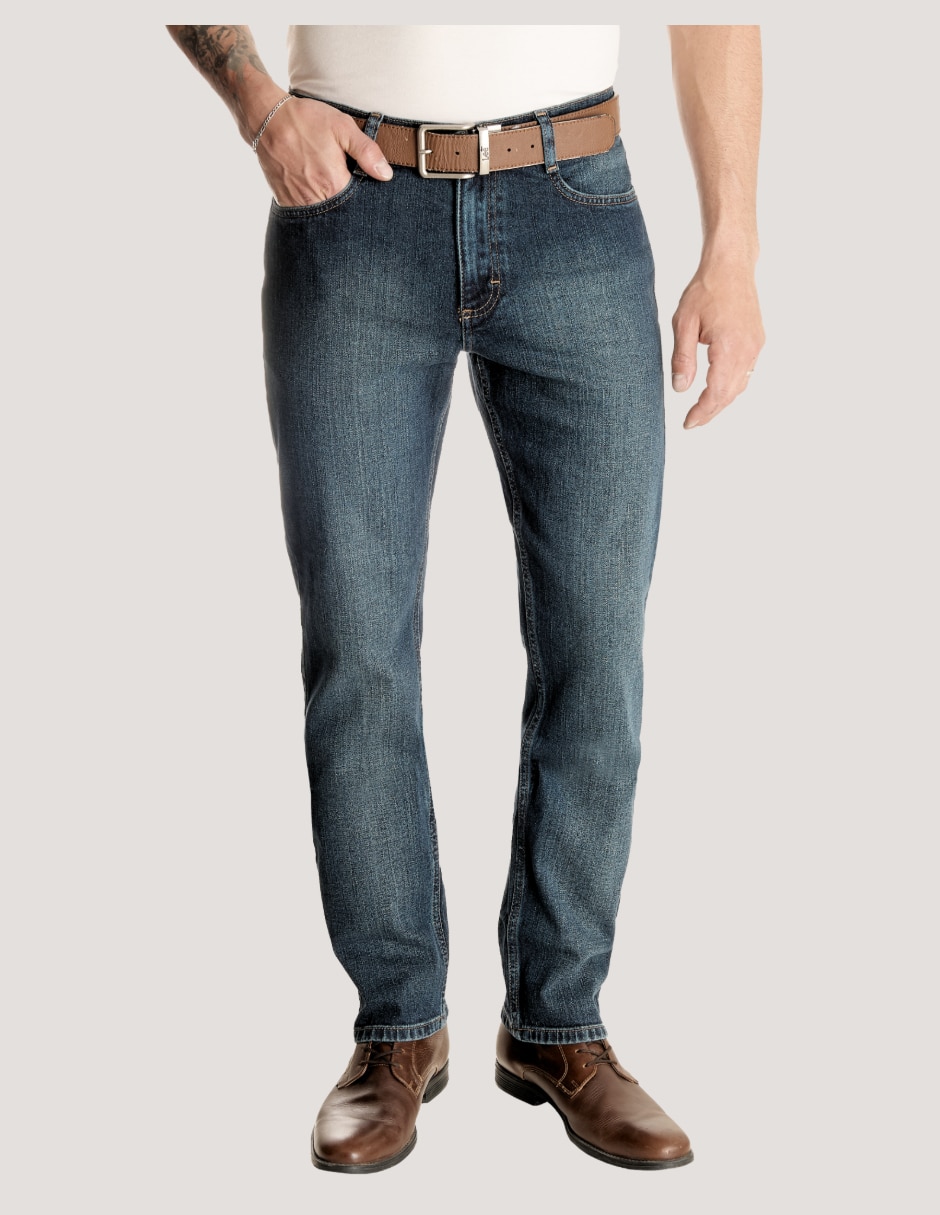Jeans straight deslavado para hombre 1