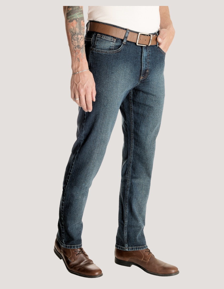 Jeans straight deslavado para hombre 5