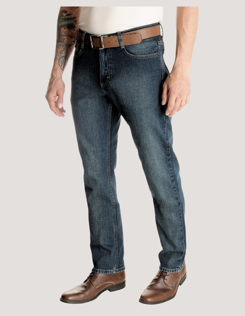 Jeans straight deslavado para hombre 6