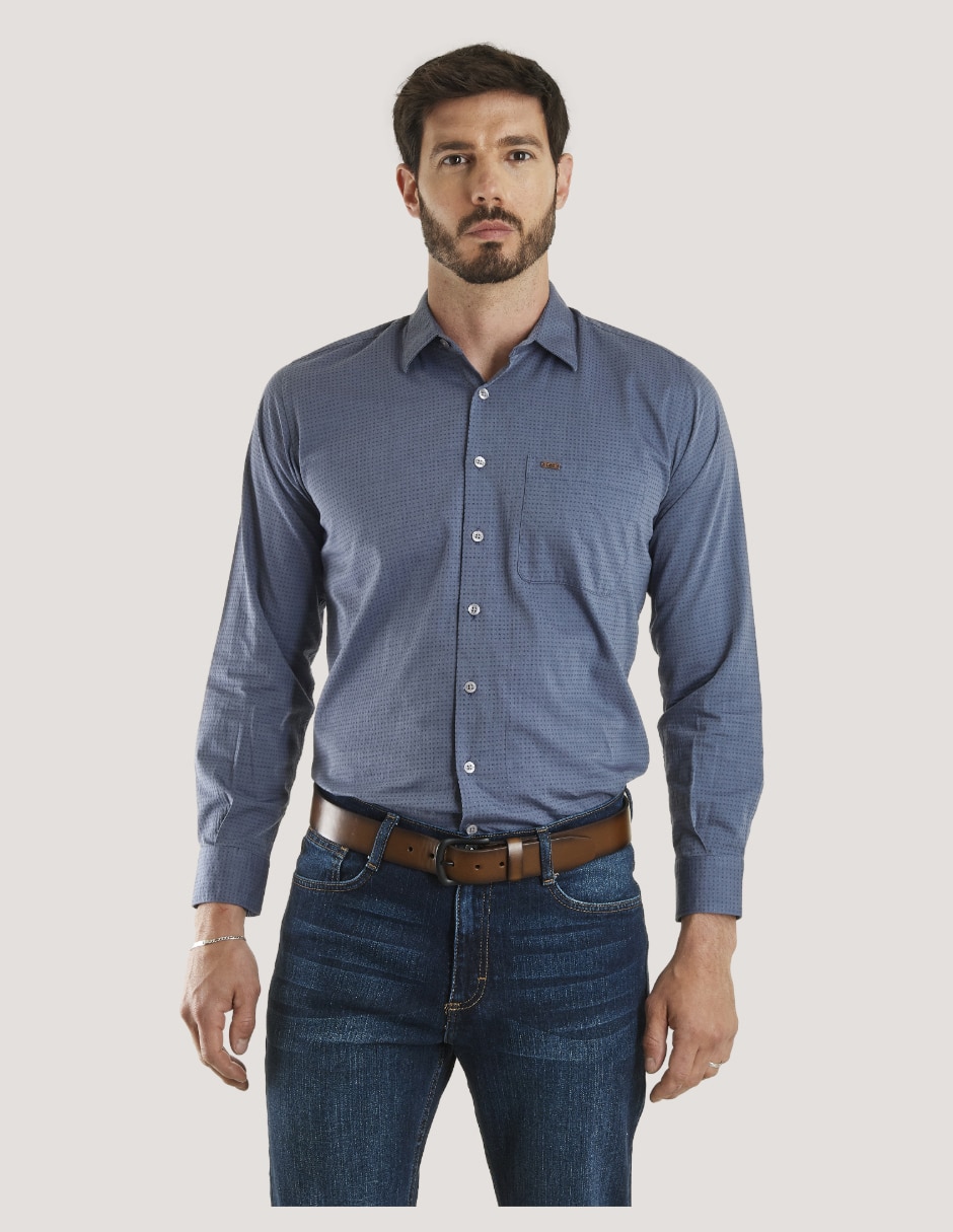 Camisa casual de algodón manga larga para hombre