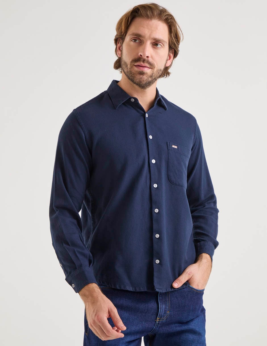 Camisa casual de algodón manga larga para hombre Camisa casual de algodón manga larga para hombre