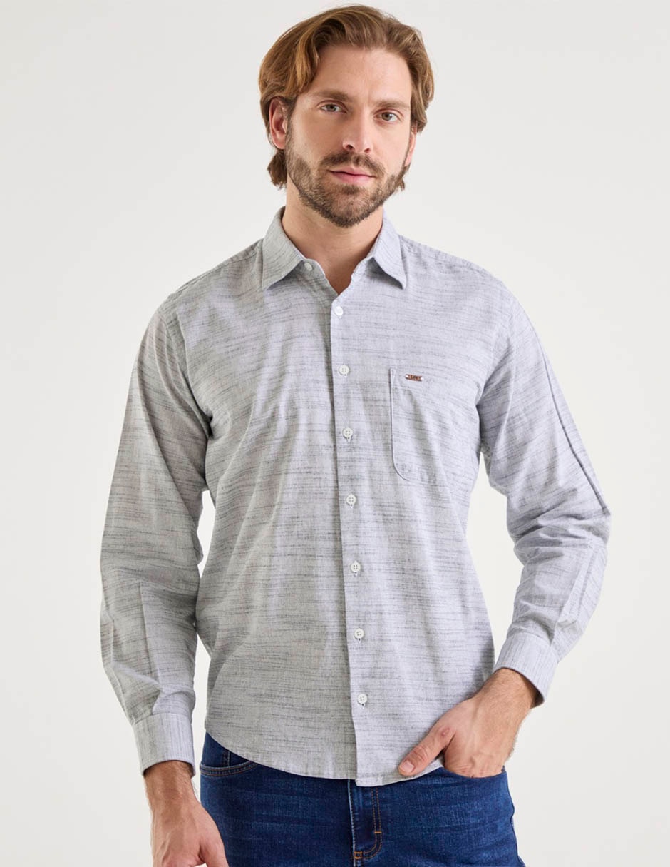 Camisa casual de algodón manga larga para hombre