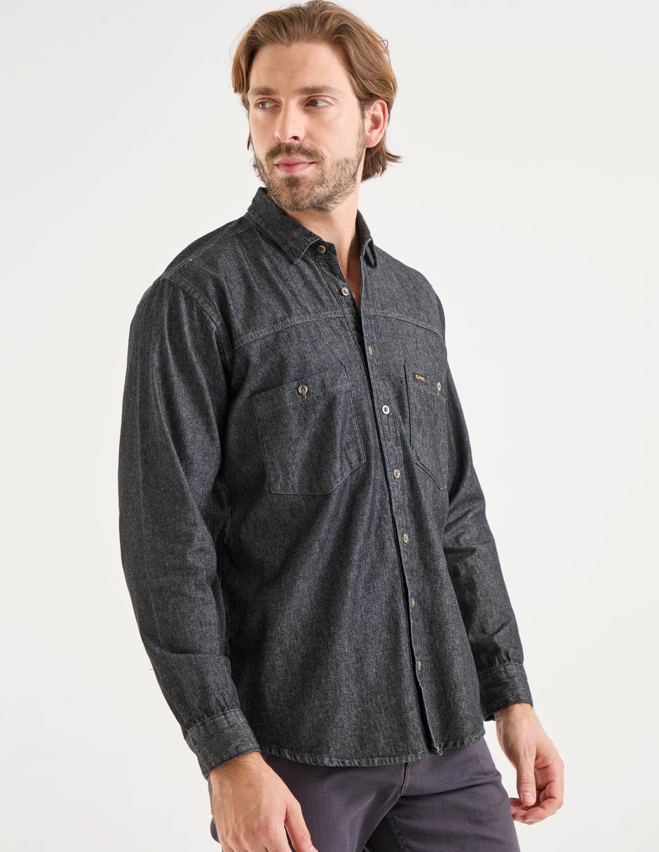 Camisa casual de algodón manga larga para hombre Camisa casual de algodón manga larga para hombre