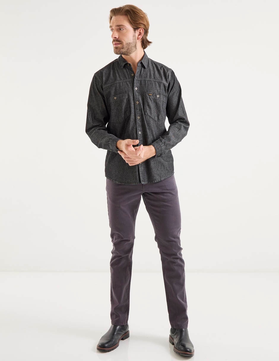 Camisa casual Lee de algodón manga larga para hombre