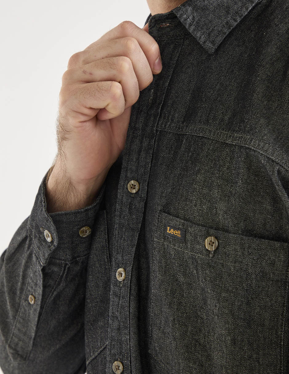Camisa casual Lee de algodón manga larga para hombre