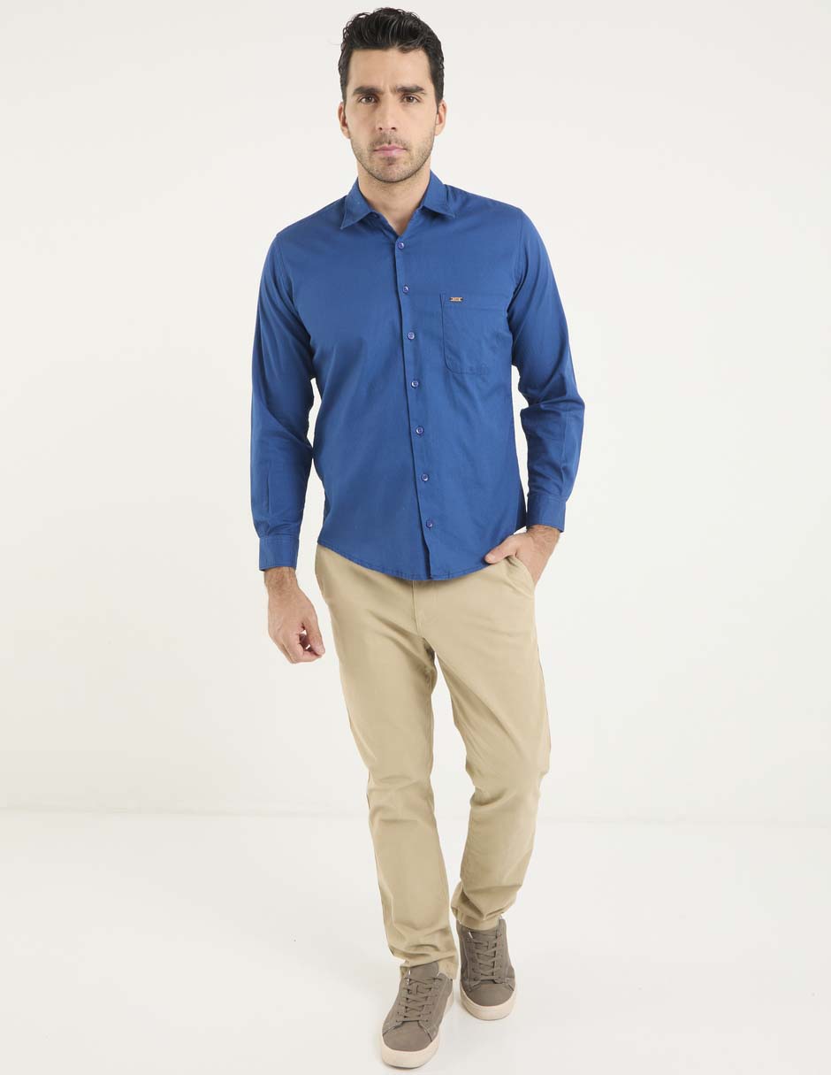 Camisa casual Lee de algodón manga larga para hombre