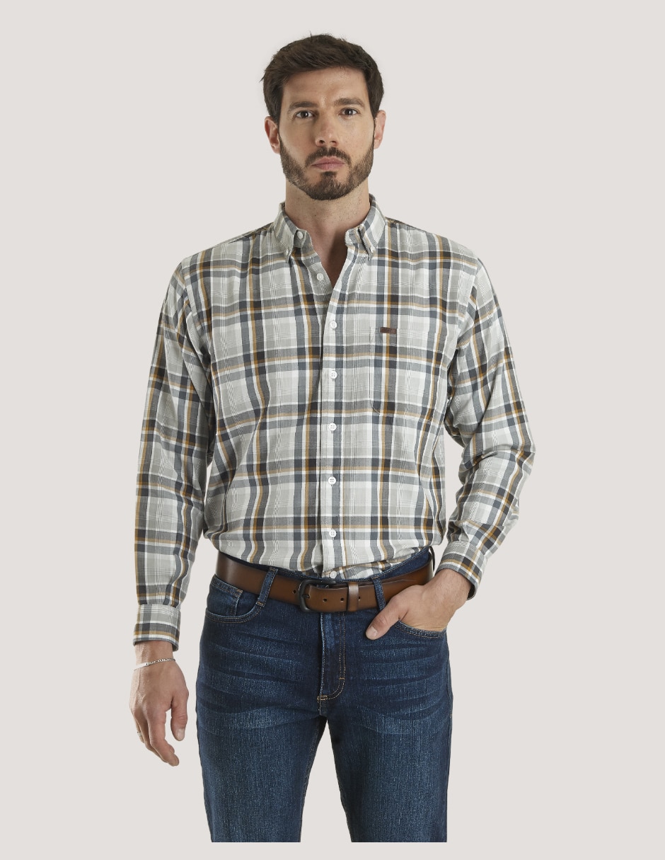 Camisa casual de algodón manga larga para hombre Camisa casual de algodón manga larga para hombre