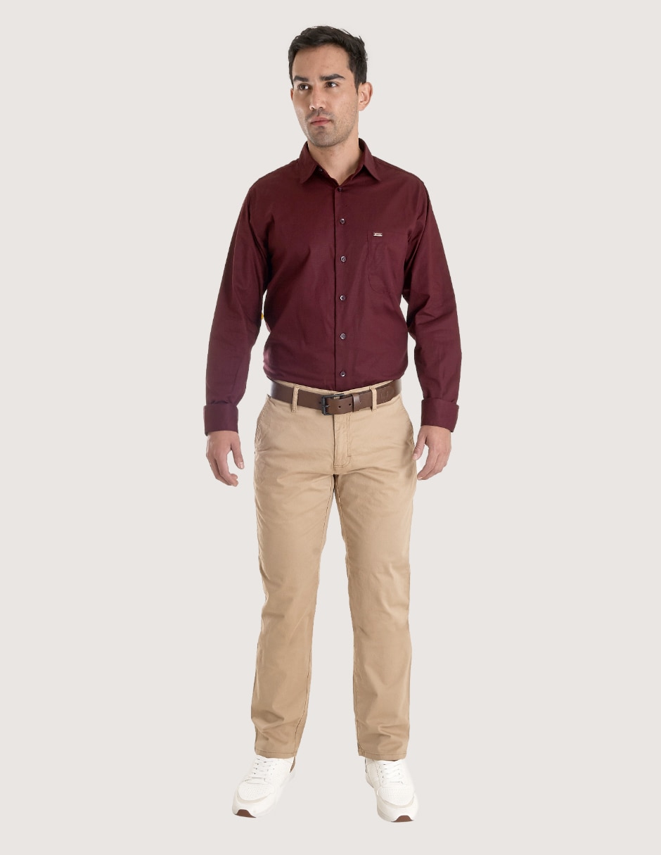 Pantalón chino recto de gabardina para hombre