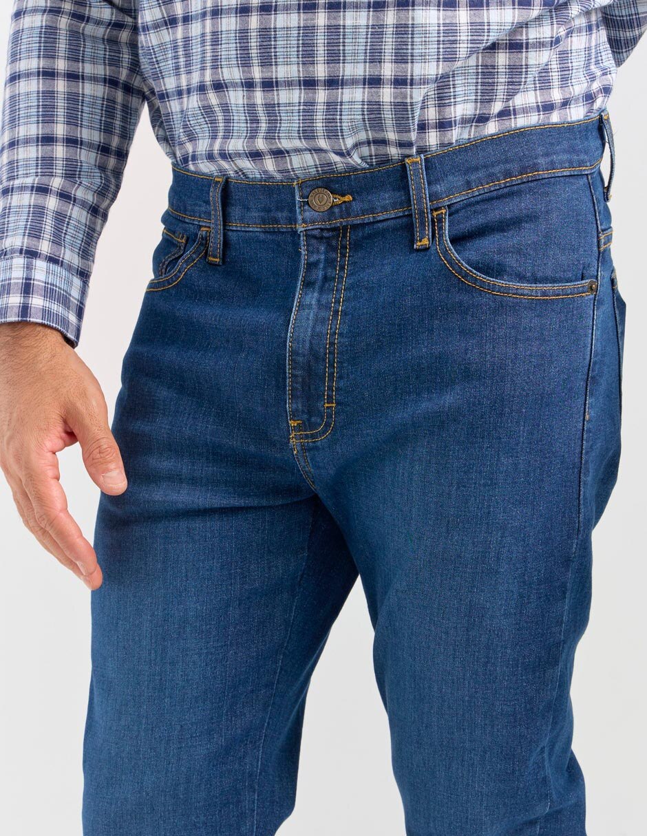 Jeans straight lavado medio para hombre 4