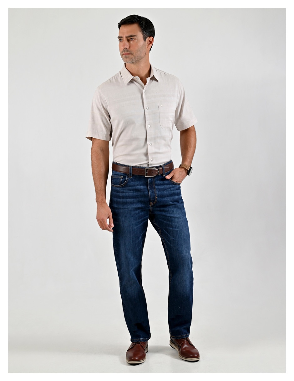 Jeans straight lavado stone wash para hombre