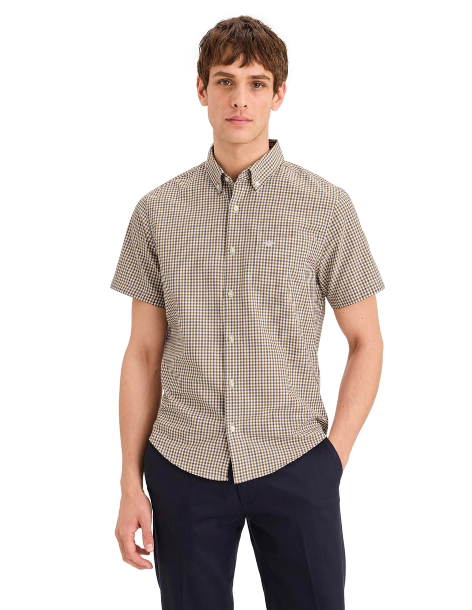 Camisa business casual de algodón manga corta para hombre Camisa business casual de algodón manga corta para hombre