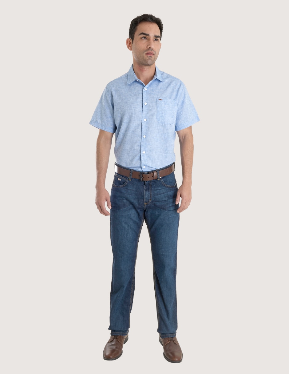 Jeans relaxed straight deslavado para hombre