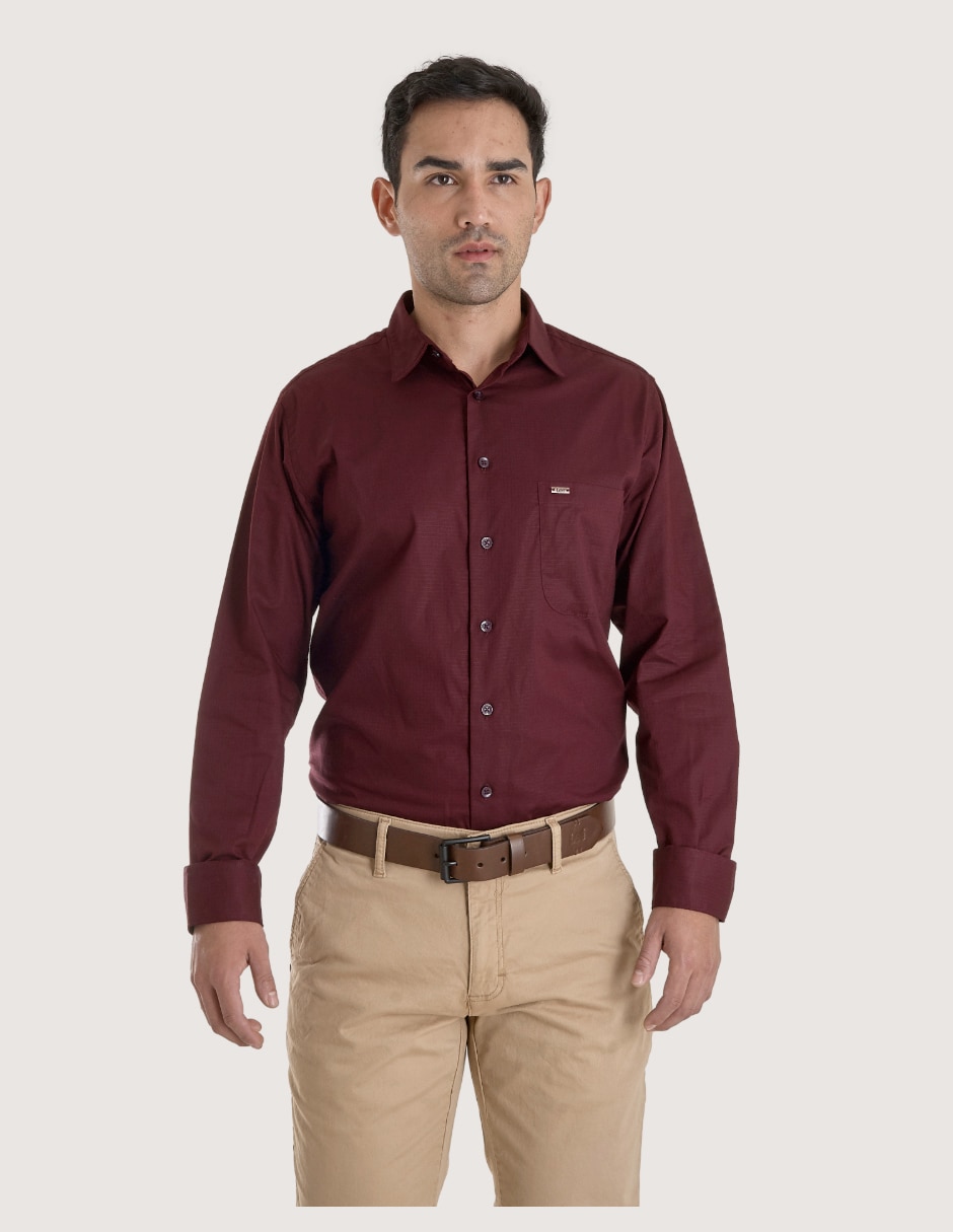 Camisa casual de algodón manga larga para hombre Camisa casual de algodón manga larga para hombre