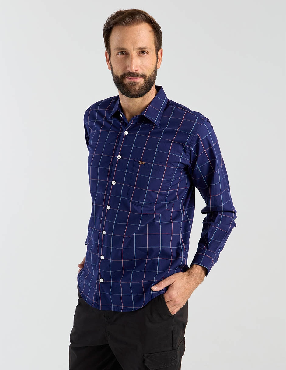 Camisa casual de algodón manga larga para hombre Camisa casual de algodón manga larga para hombre