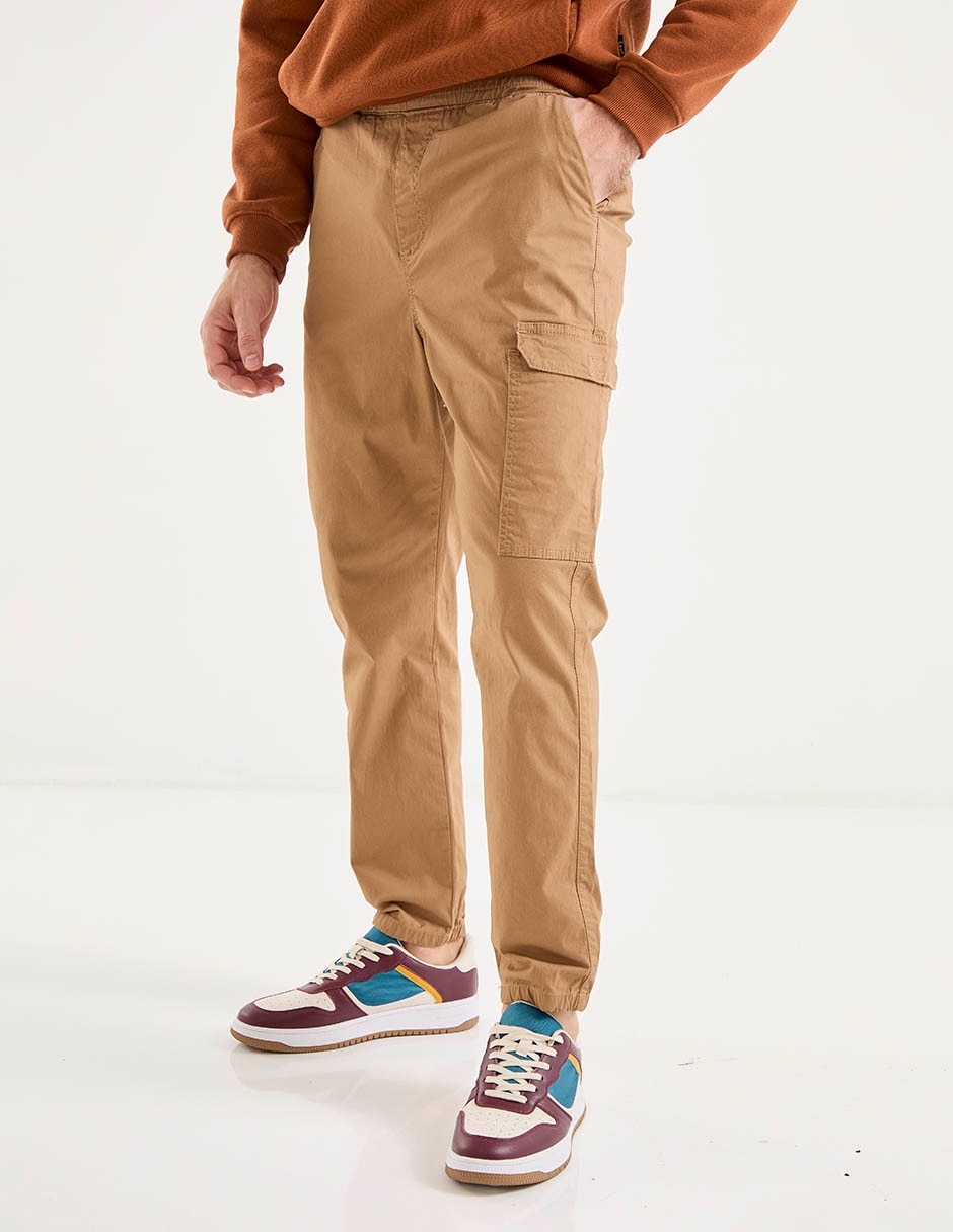 Pantalón jogger straight de gabardina para hombre