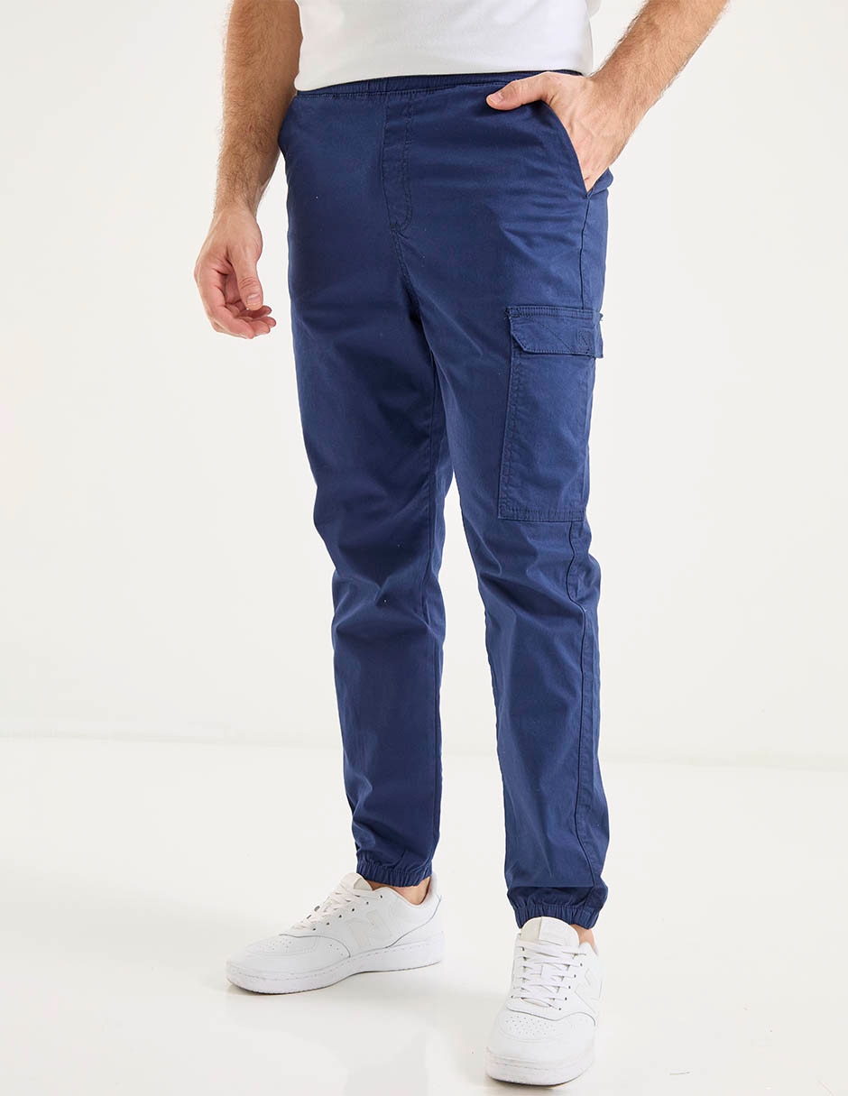 Pantalón jogger straight de gabardina para hombre Pantalón jogger straight de gabardina para hombre