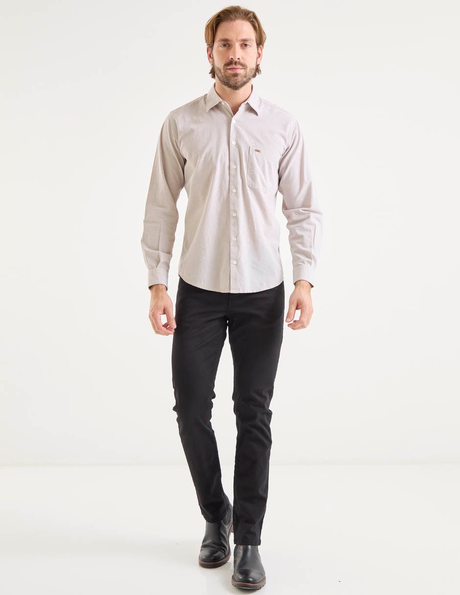 Camisa casual Lee de algodón manga larga para hombre